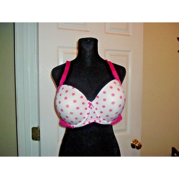 Fashion Bug Pink White Lace Full Figured Bra 44D Plus Size Intamate Apparel - Picture 1 of 11
